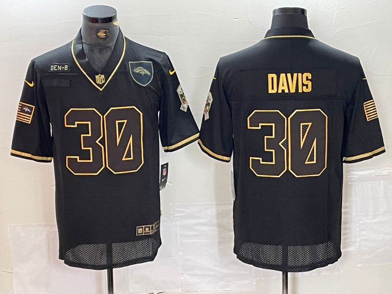 Men Denver Broncos 30 Terrell Davis Black gold 2024 Nike Limited NFL Jersey